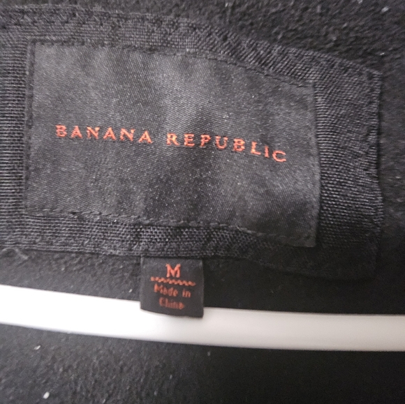 Banana Republic Mens M black Winter Peacoat Water Resistent - Picture 7 of 11